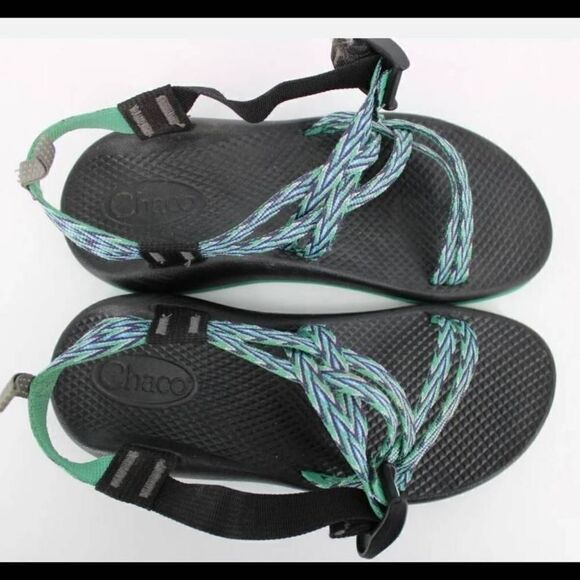 Chaco Double Strap Green Blue Purple Size 5 Euc. - Picture 1 of 8